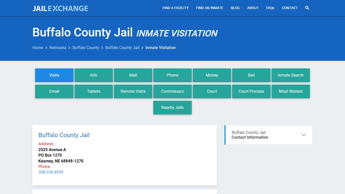Inmate Visitation - Buffalo County Jail, NE - Jail Exchange