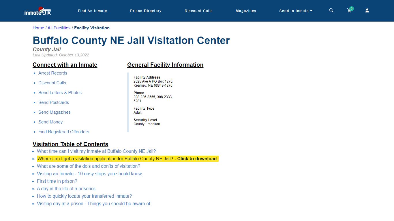 Buffalo County NE Jail | Visitation, dress code & visiting hours